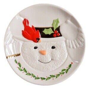 LENOX Happy Holly Days Christmas Snowman Cookie Plate 9"
